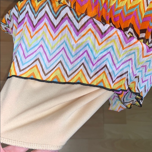 Multi colored pleated tube dress, hi low style - Picture 6 of 8